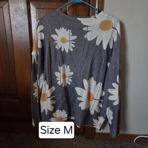 Gray Sweater with Daisy Print